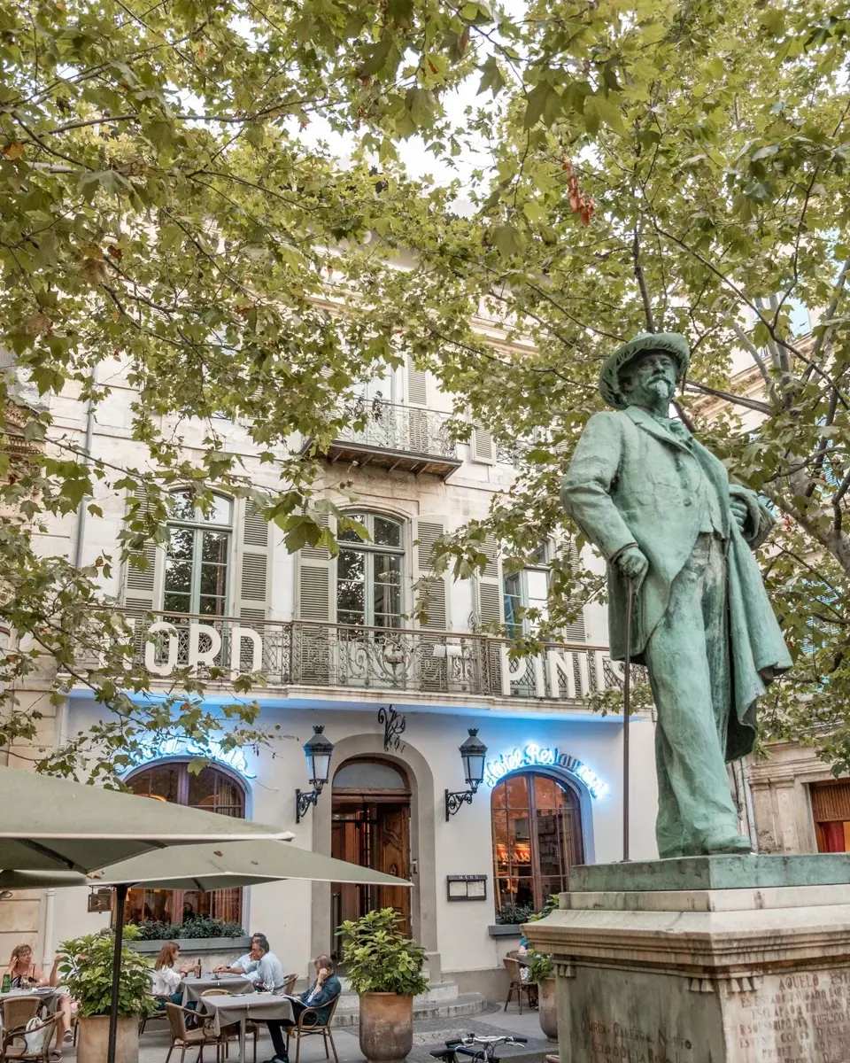 Façade of hotel Le Nord-Pinus in Arles, France.